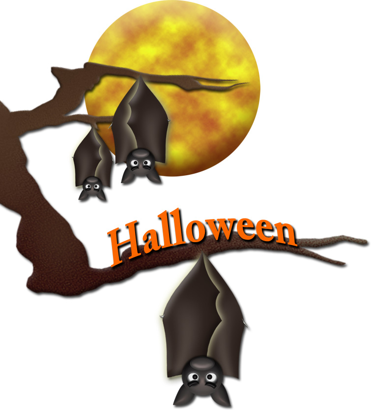 月夜の枝にとまるハロウィン蝙蝠 イラストが無料の Ddばんく